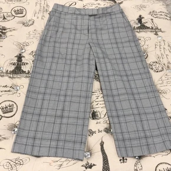HALOGEN Plaid Wide Leg Crop Pants - Picture 2 of 7